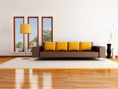 arka plan resmi olan bir kır evi - render - modern oturma odasında bir fotoğraf