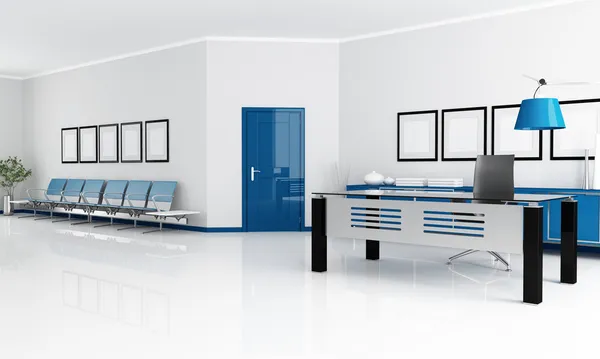 Blauwe en witte office — Stockfoto