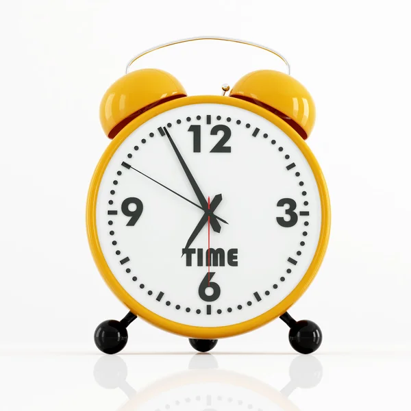 Relógio Alarme Clássico Laranja Preto Isolado Branco Renderização — Fotografia de Stock