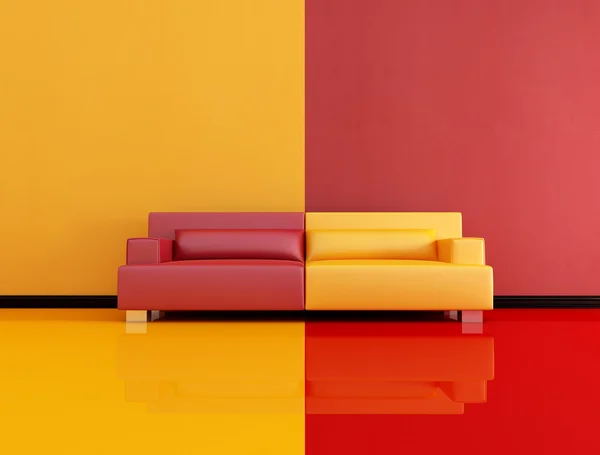 Kırmızı ve turuncu lounge — Stok fotoğraf