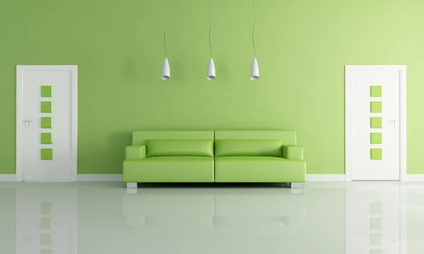 Zelené a bílé moderní interiér — Stock fotografie