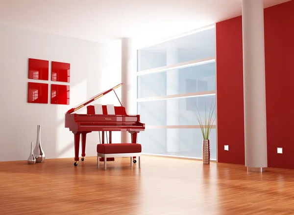Red and white music room — Stock Photo, Image