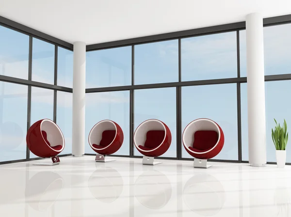 Four red fashion armchair — Stock Photo, Image
