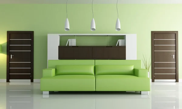 녹색 현대 거실 — 스톡 사진