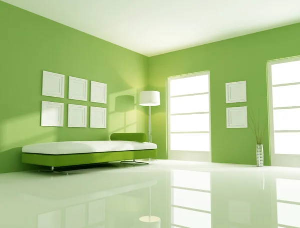 绿色明亮的房间 — 图库照片