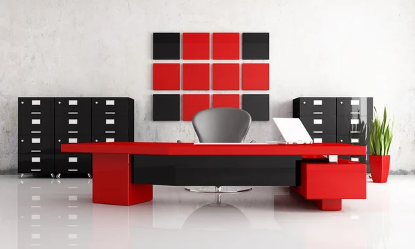 Красный и черный современный офис — стоковое фото