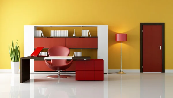 Çağdaş Ofis Alanı Ile Modern Masa Sandalye Moda Işleme — Stok fotoğraf