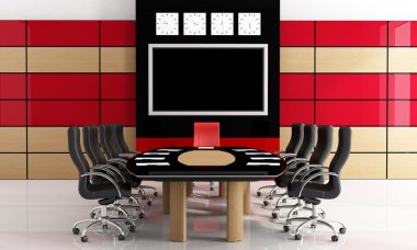 Modern black and red meetingroom - rendering clipart