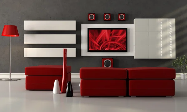 Modern salon, düz ekran tv — Stok fotoğraf