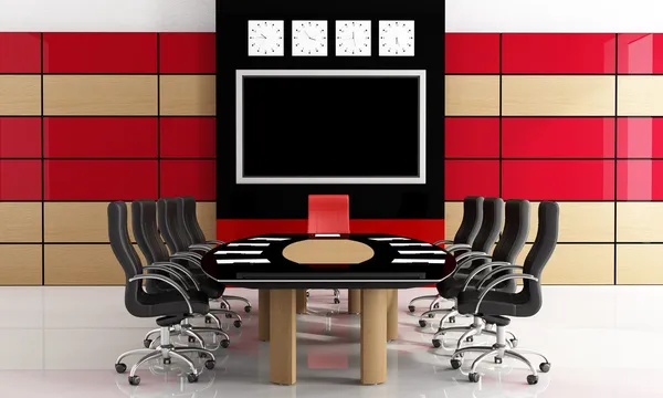 Modern Black Red Meetingroom Rendering — Stock Photo, Image