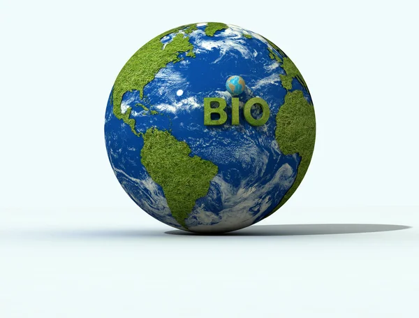 Bio Globe Embléma Renderelés — Stock Fotó