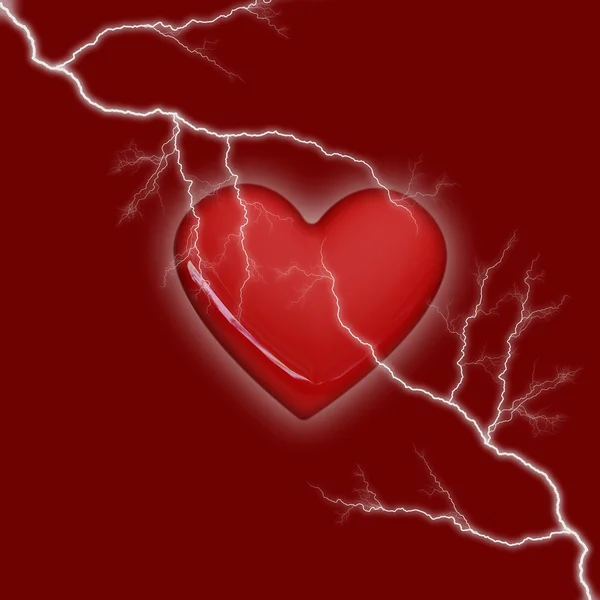 Srdce Bouře Červeném Pozadí — Stock fotografie