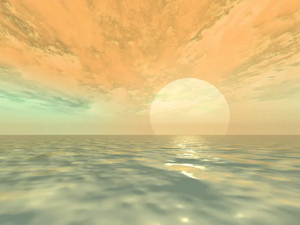 Fantasy Suset Ocean Digital Artwork — стоковое фото