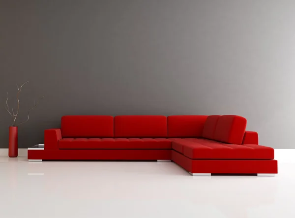 Чорно-червона мінімалістична житлова кімната — стокове фото