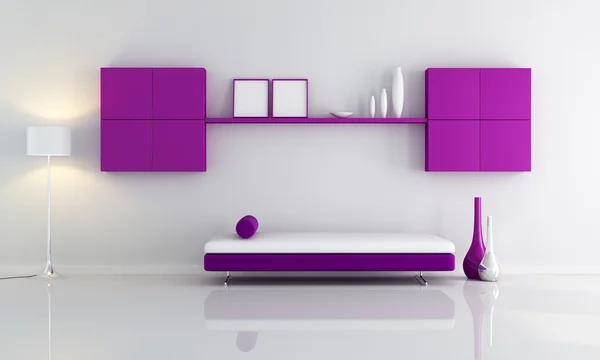 紫と白のリビング ルーム — ストック写真