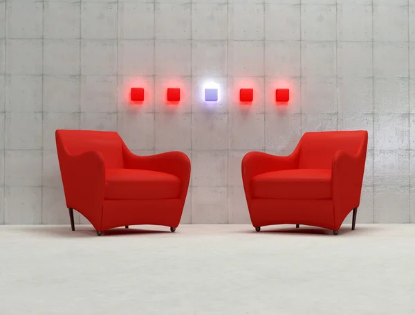 2 つの赤い肘掛け椅子 — ストック写真