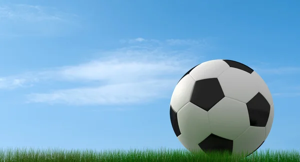 Clásico balón de fútbol sobre hierba — Foto de Stock