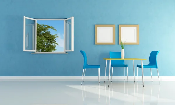 Blue modern dining room — Stock Photo, Image
