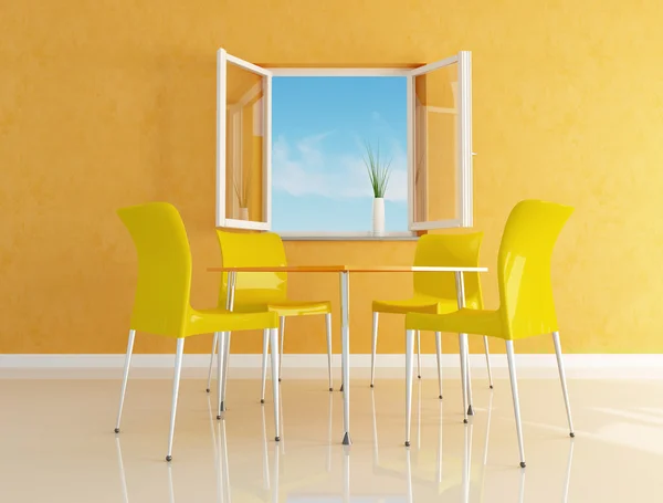 Yellow modern dining room — Stock Photo, Image