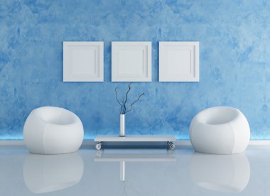 Blue contemporary interior clipart