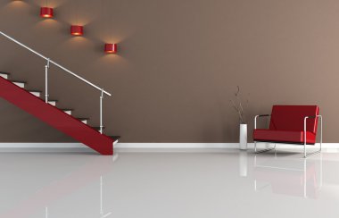Modern interior with staircase clipart