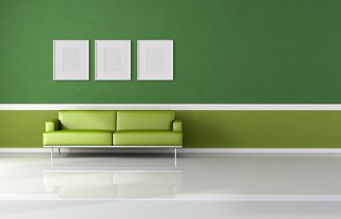 Modern and classic green living room clipart