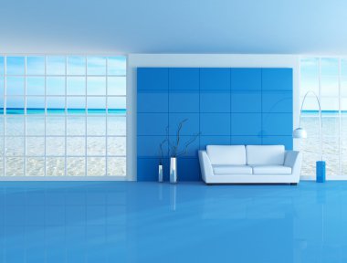 Blue beach house clipart