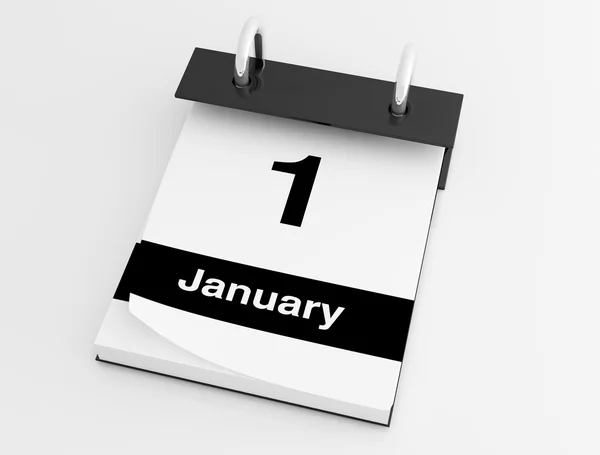 第一次 1 月桌面日历 — 图库照片