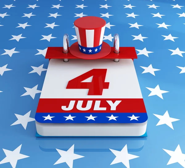 Fourh van juli kalender op sterrenhemel achtergrond — Stockfoto
