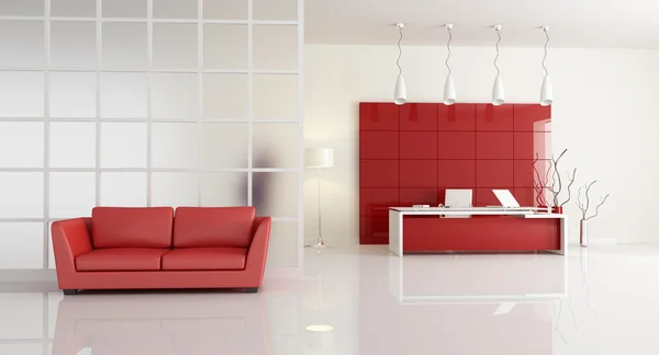 Červené a bílé moderní kancelář — Stock fotografie