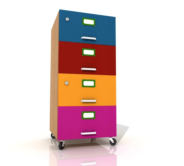 Cajón de archivo de madera de color — Foto de Stock