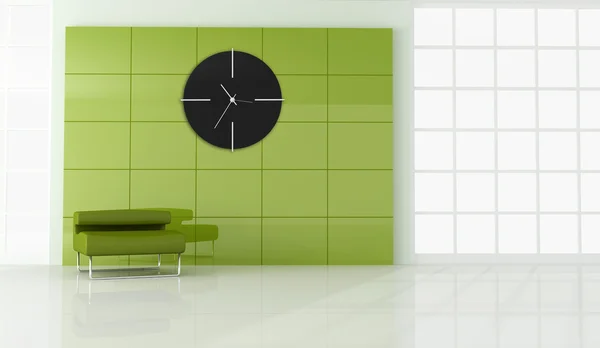 Зелене крісло в порожній сучасній кімнаті — стокове фото