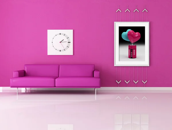 Legrační růžové obývací pokoj — Stock fotografie
