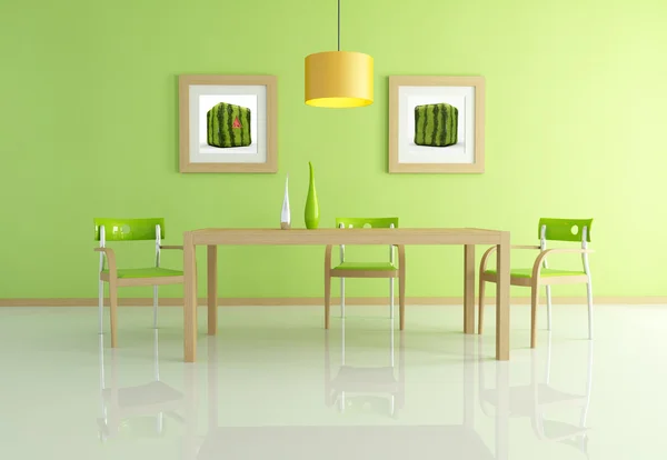 Çağdaş yeşil yemek odası — Stok fotoğraf