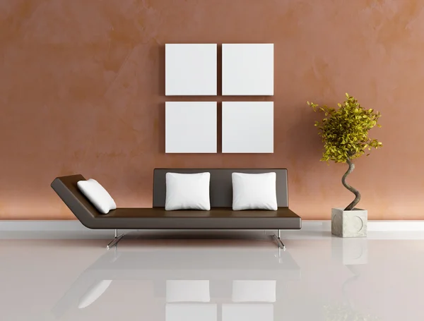 Moderne bruin woonkamer — Stockfoto