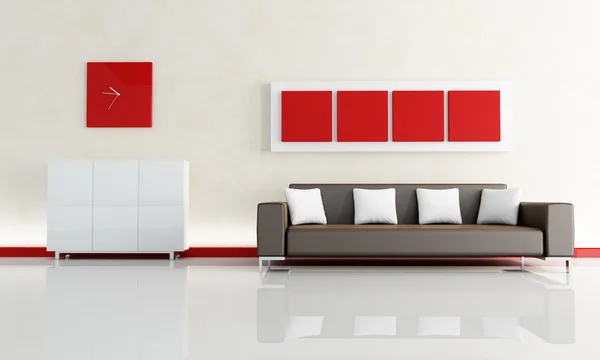 Sofá marrom em uma sala de estar moderna — Fotografia de Stock