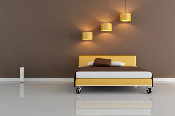 Minimalne sypialnia brązowy — Zdjęcie stockowe