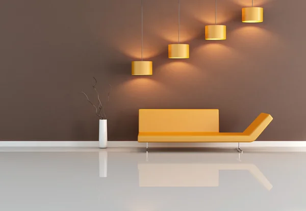 Brun och orange vardagsrum — Stockfoto
