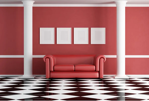 Vermelho clássico sala de estar — Fotografia de Stock