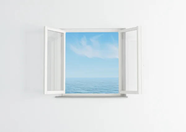 Beyaz açık pencere — Stok fotoğraf