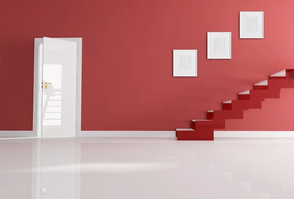 Ingresso casa rosso e bianco — Foto Stock