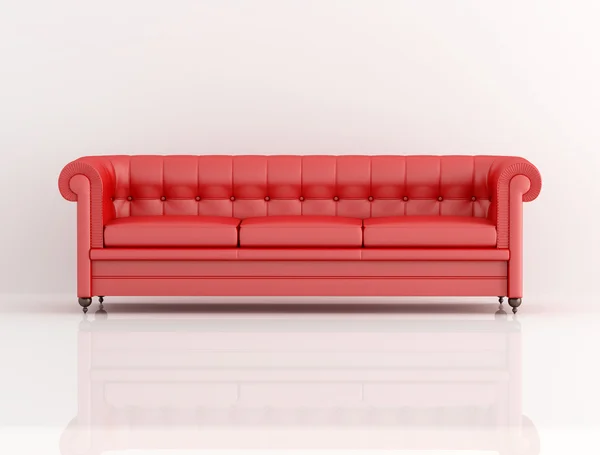 Red leather classic sofa — Stock Photo, Image