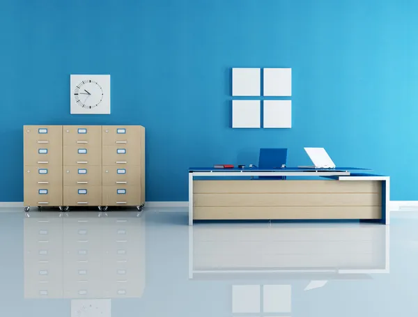 Interior azul do escritório — Fotografia de Stock