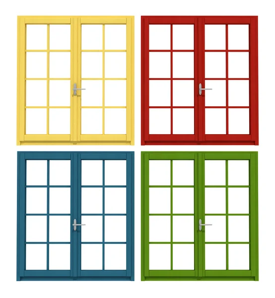 Barevné dřevěné okno — Stock fotografie