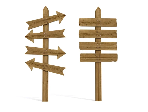 Dois poste de madeira velho sinal — Fotografia de Stock