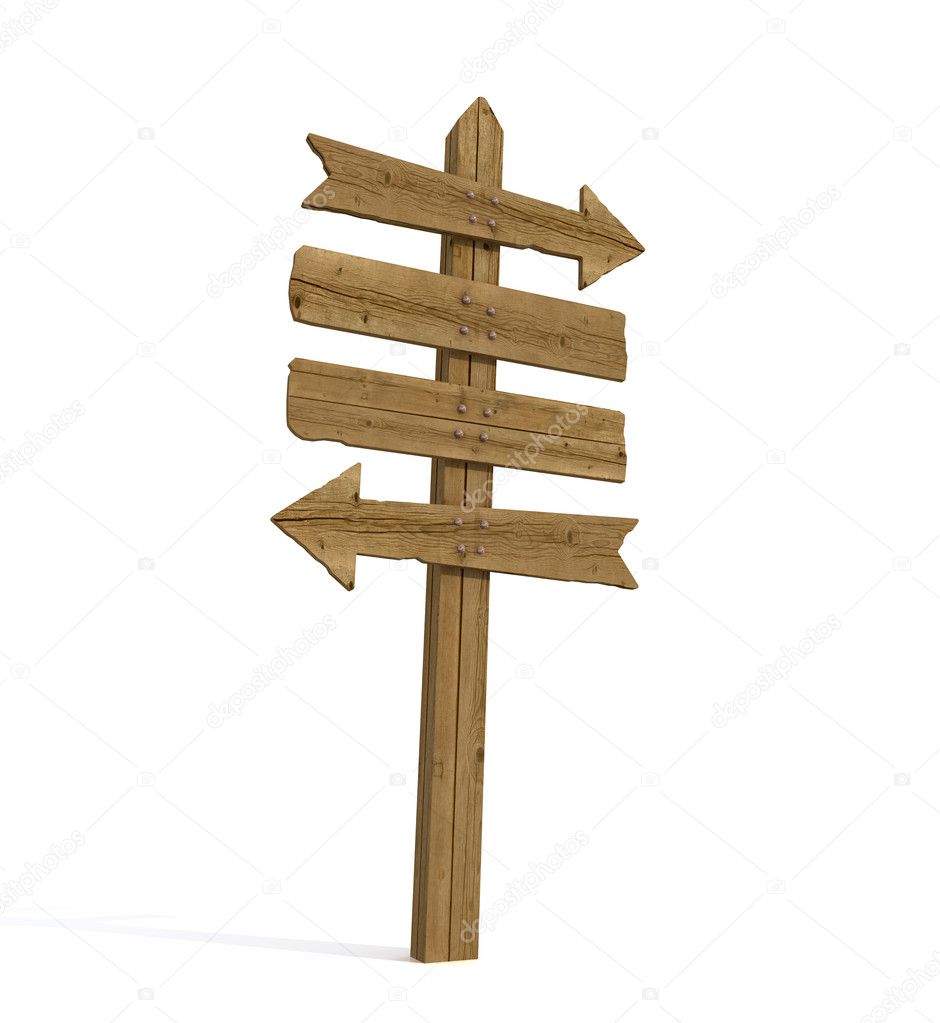 Old wooden signpost