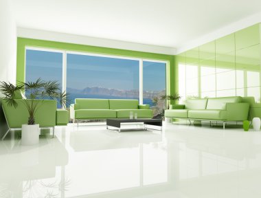 Green sea house clipart