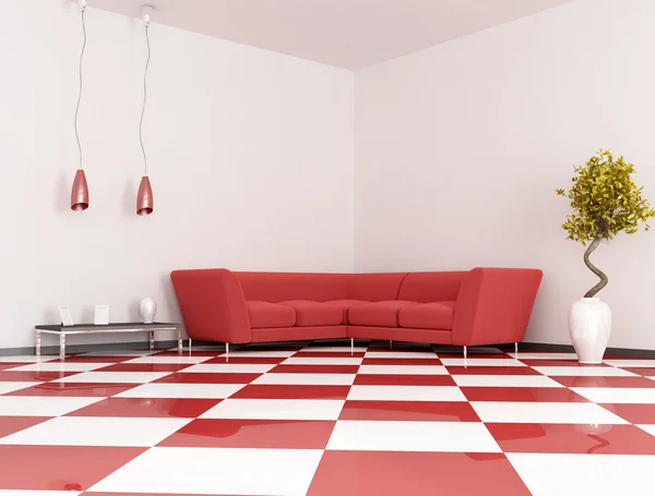 Röd vinkel soffa — Stockfoto