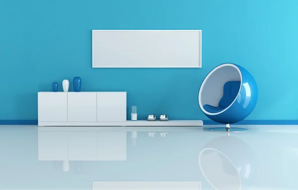 Blaues modernes Wohnzimmer — Stockfoto