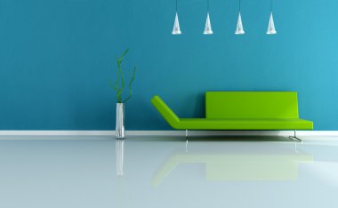 Modern blue and green interior clipart